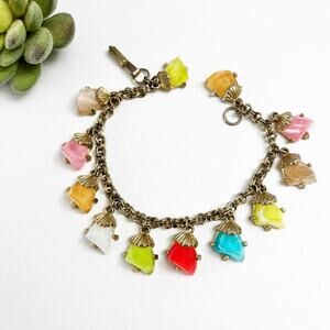 Vintage Colorful Stone Charm Bracelet